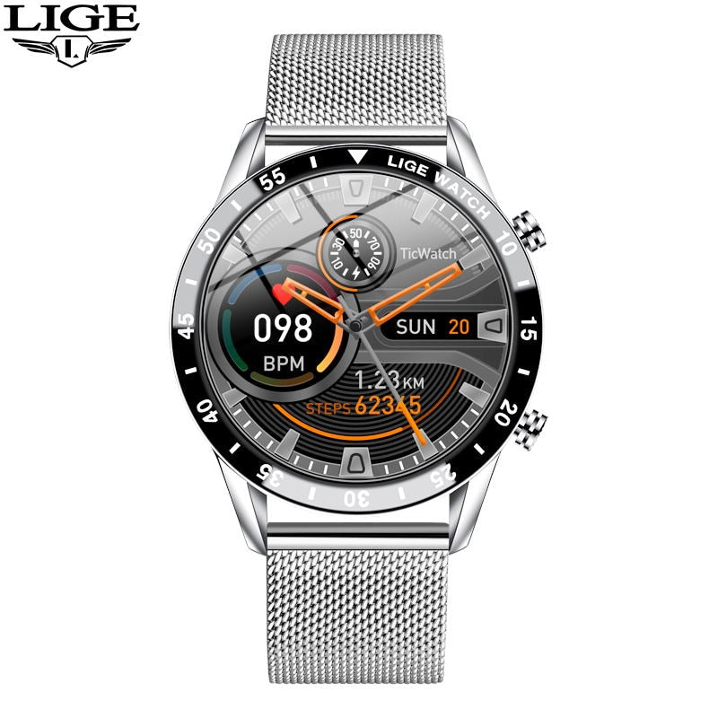 LIGE 2023 Full Cicle Touch Screen Luxury Waterproof Fitness Smart Watch + Box
