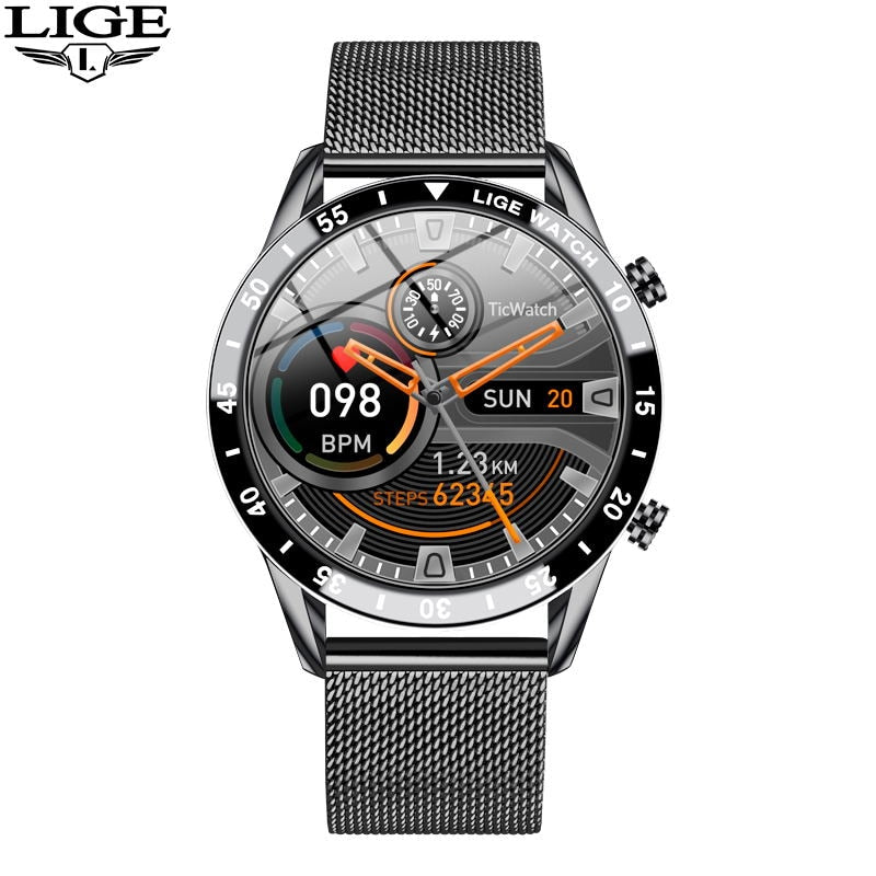 LIGE 2023 Full Cicle Touch Screen Luxury Waterproof Fitness Smart Watch + Box