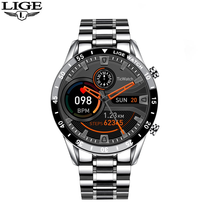 LIGE 2023 Full Cicle Touch Screen Luxury Waterproof Fitness Smart Watch + Box