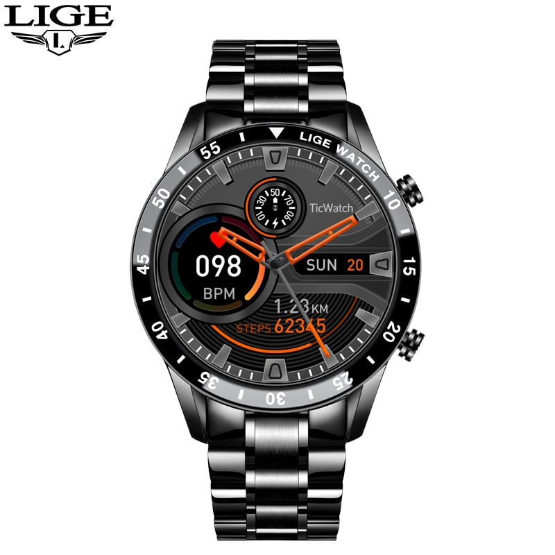 LIGE 2023 Full Cicle Touch Screen Luxury Waterproof Fitness Smart Watch + Box