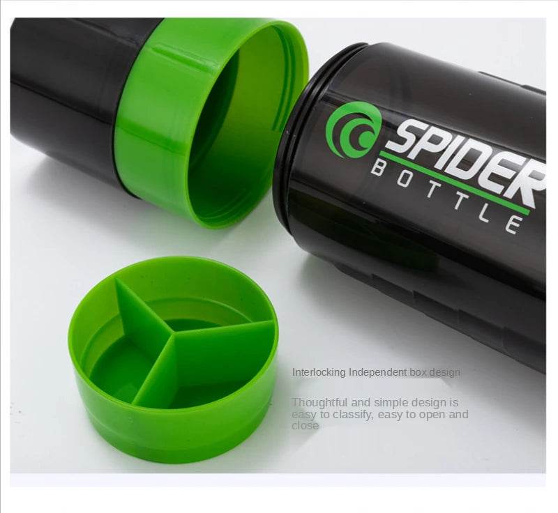3 Layers Shaker Protein Bottle 550ml Whey Powder Shaker Cup Cute Water Bottle Sports Fitness Shakel Bottles Vaso Shaker Gym