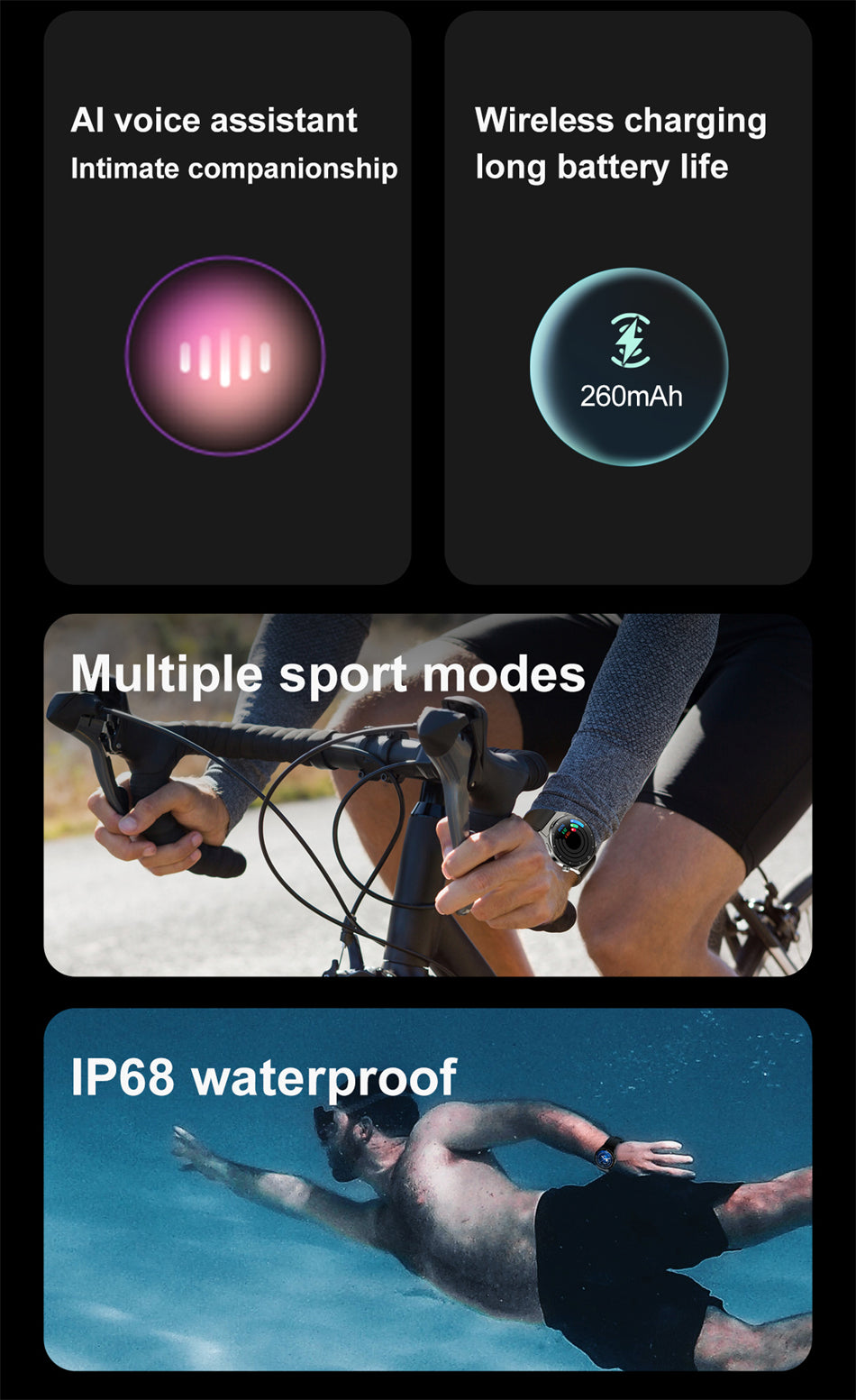 Waterproof NFC Fitness Smart Watch GT3 Pro For Huawei & Xiaomi HD Screen Bluetooth IP68