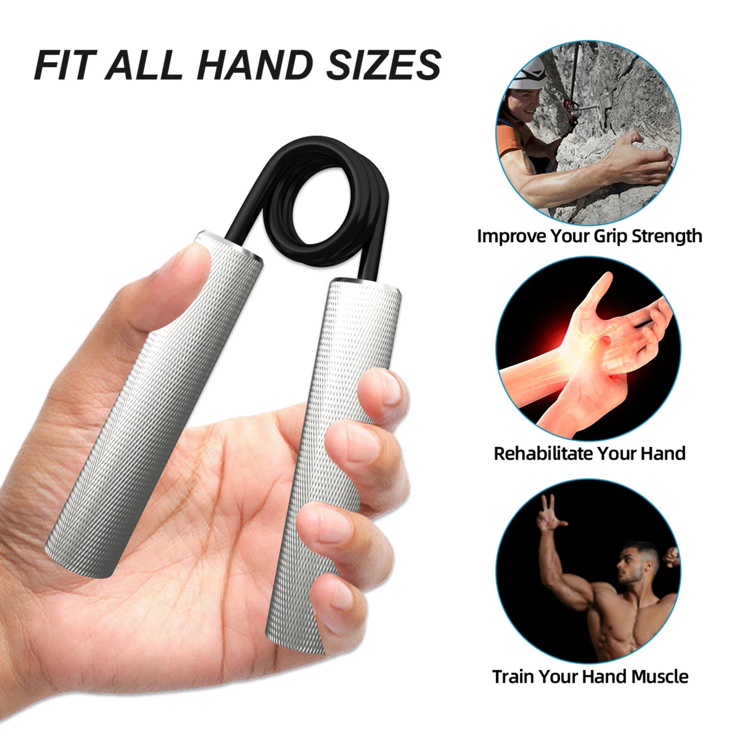 Metal Aluminum Hand Grip Strengthener Finger Gripper Wrist Exercise Equipment For Hand & Finger Strength Training Rehabilitation