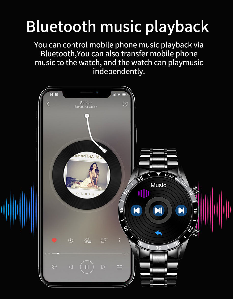 LIGE 2023 Full Cicle Touch Screen Luxury Waterproof Fitness Smart Watch + Box