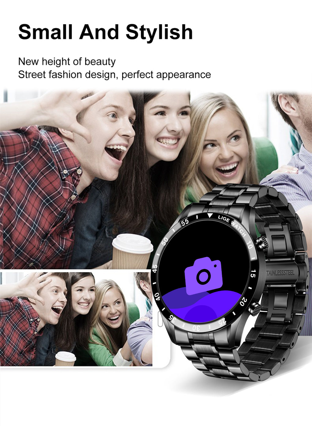 LIGE 2023 Full Cicle Touch Screen Luxury Waterproof Fitness Smart Watch + Box