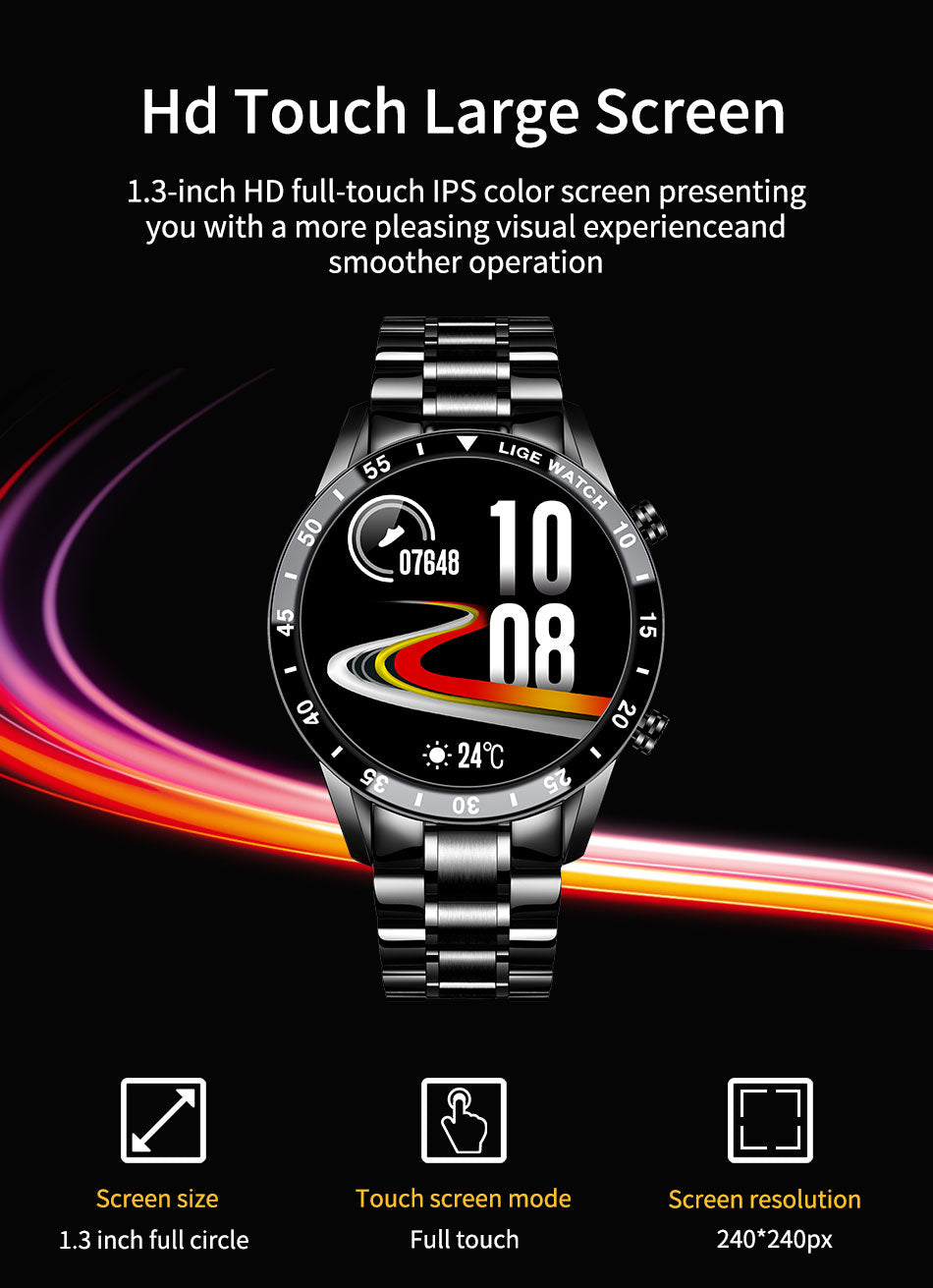 LIGE 2023 Full Cicle Touch Screen Luxury Waterproof Fitness Smart Watch + Box