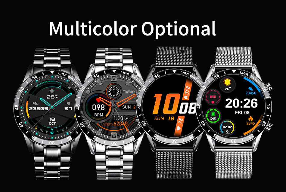LIGE 2023 Full Cicle Touch Screen Luxury Waterproof Fitness Smart Watch + Box