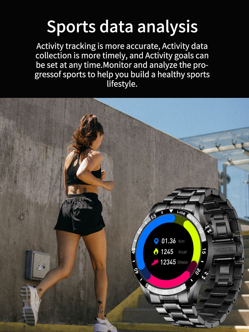 LIGE 2023 Full Cicle Touch Screen Luxury Waterproof Fitness Smart Watch + Box
