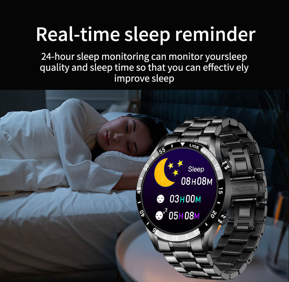 LIGE 2023 Full Cicle Touch Screen Luxury Waterproof Fitness Smart Watch + Box