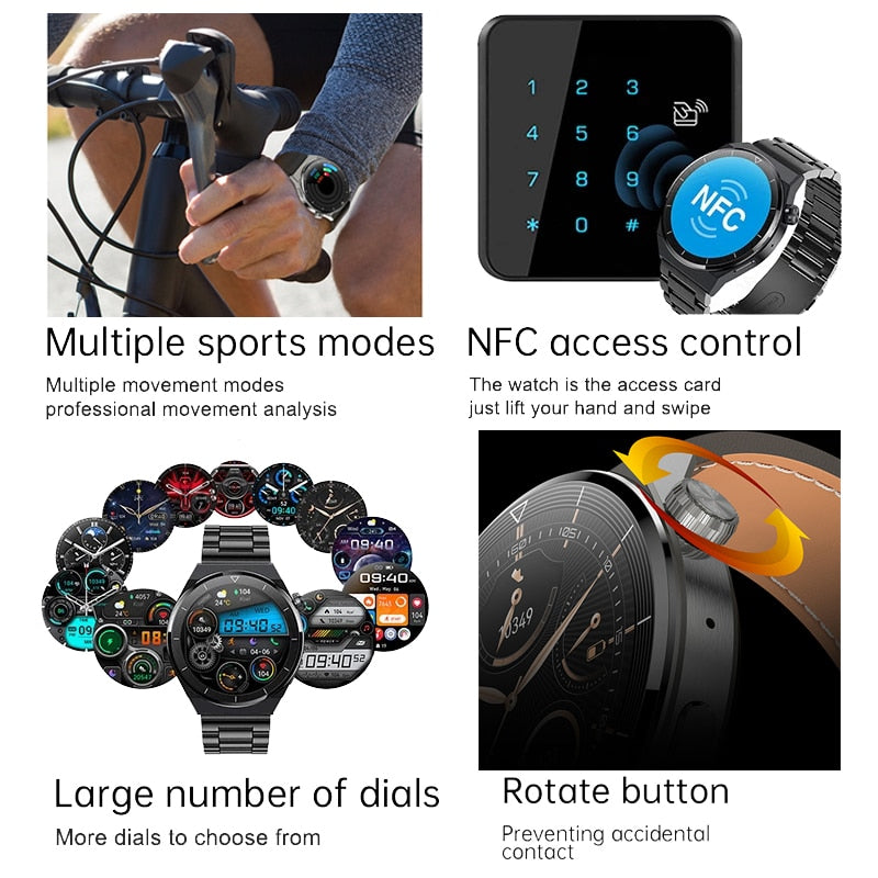 Waterproof NFC Fitness Smart Watch GT3 Pro For Huawei & Xiaomi HD Screen Bluetooth IP68