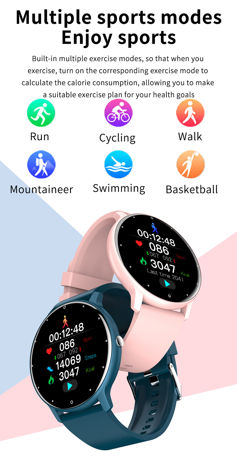 IP67 Waterproof Fitness Smart Watch Bluetooth For Android & IOS