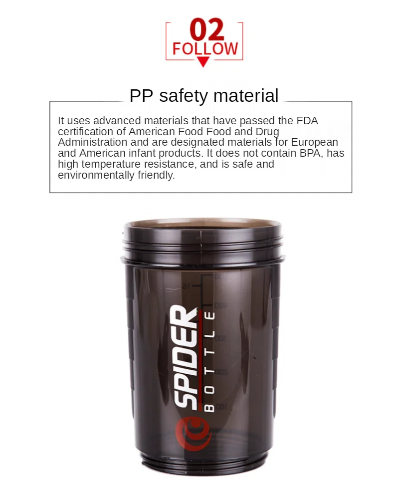 3 Layers Shaker Protein Bottle 550ml Whey Powder Shaker Cup Cute Water Bottle Sports Fitness Shakel Bottles Vaso Shaker Gym